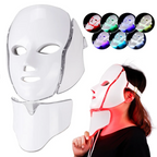 Máscara de terapia de luz LED roja de siete colores para cara y cuello con brillo de spa