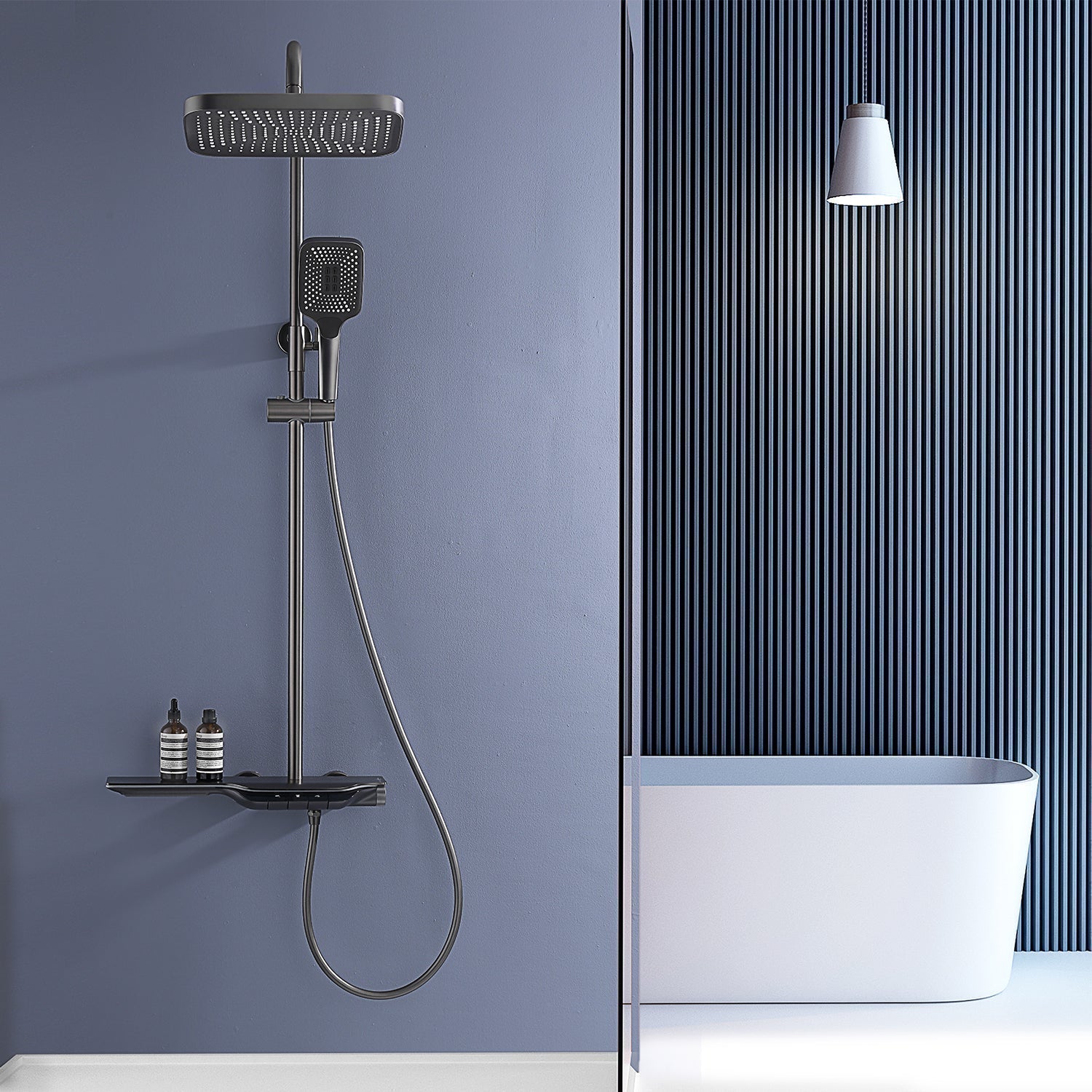 Sistema doccia con regolazione della temperatura a LED per uso domestico