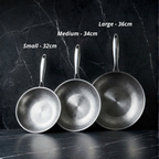Pure Titanium Frying Pan, 32 34 36 Cm Non Coated Professional Cookware