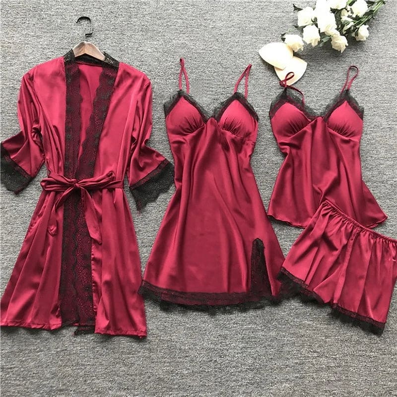Aurora satijnen nachthemdset voor dames, elegante comfort
