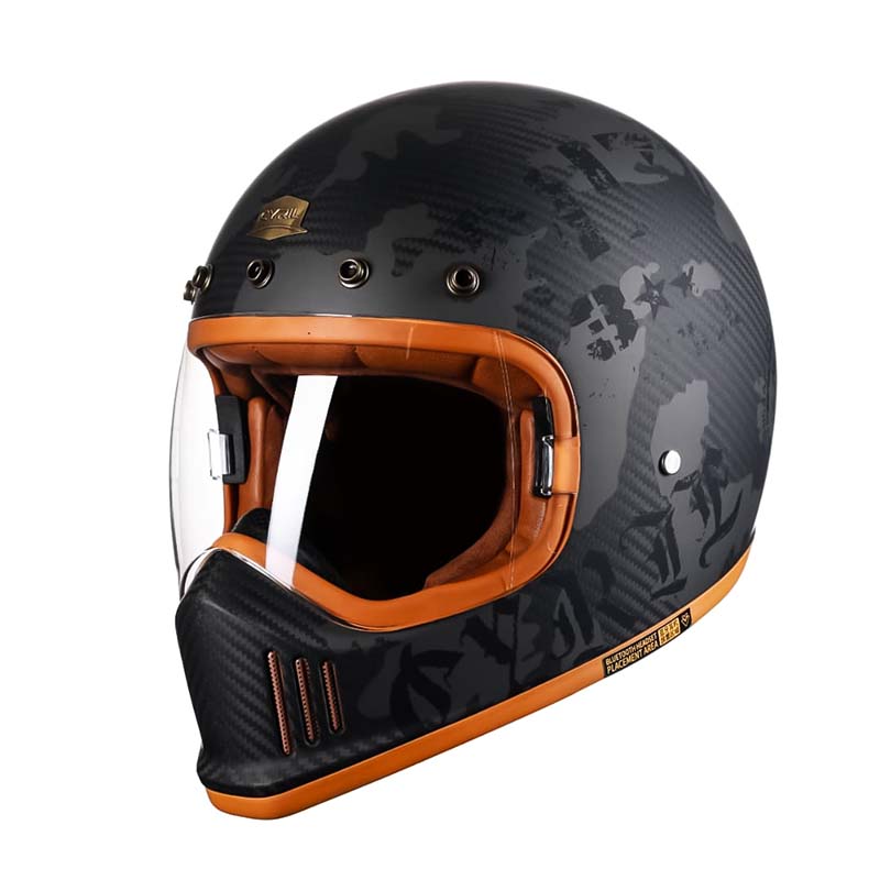 Casca de motocicletă din fibră de carbon pentru motocicliști, cu protecție integrală, aprobată DOT și ECE