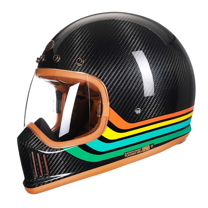 Casca de motocicletă din fibră de carbon F389TS, aprobată DOT și ECE