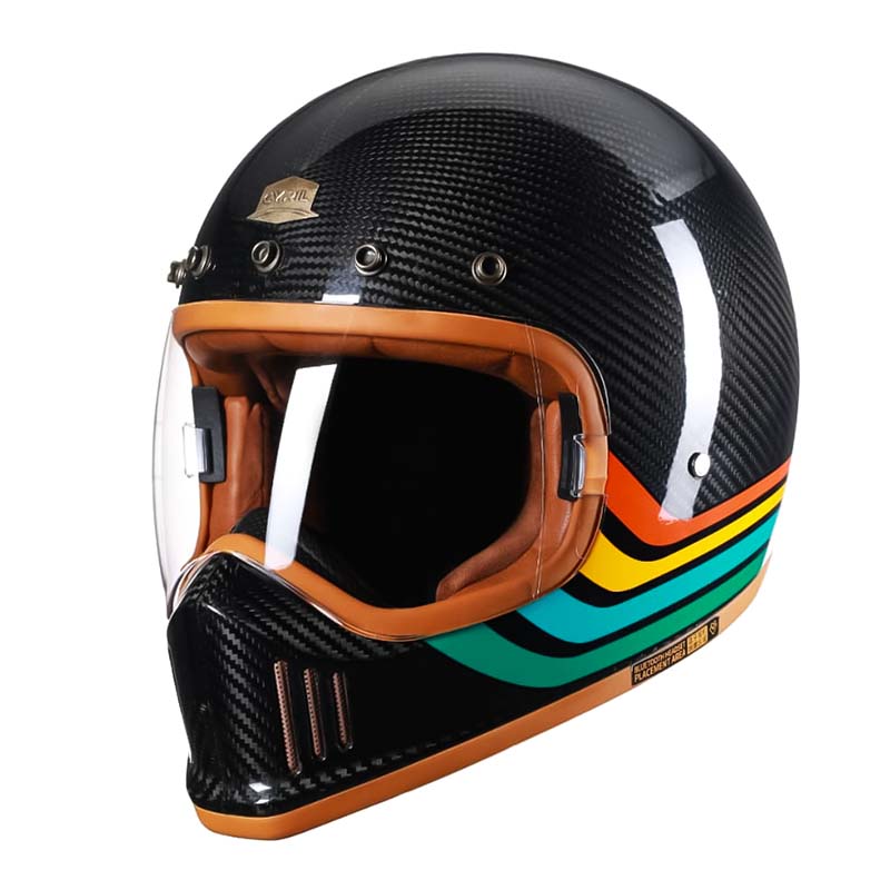 Casca de motocicletă din fibră de carbon F389TS, aprobată DOT și ECE