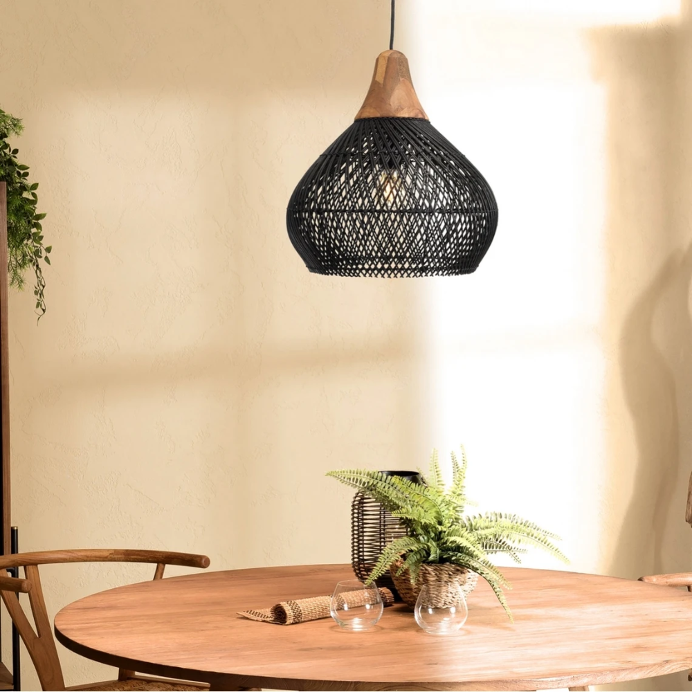 Asterra håndvævet rattan loftspendel til boho-dekoration