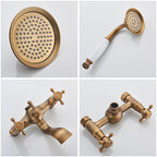 Installation de douche encastrée en laiton antique Marlen pour usage intérieur ou extérieur