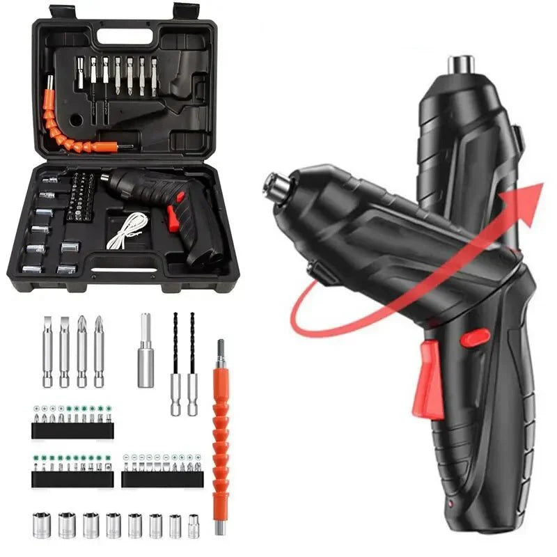 47-in-1 Cordless Battery Drill and Screwdriver Set for Precise DIY Work