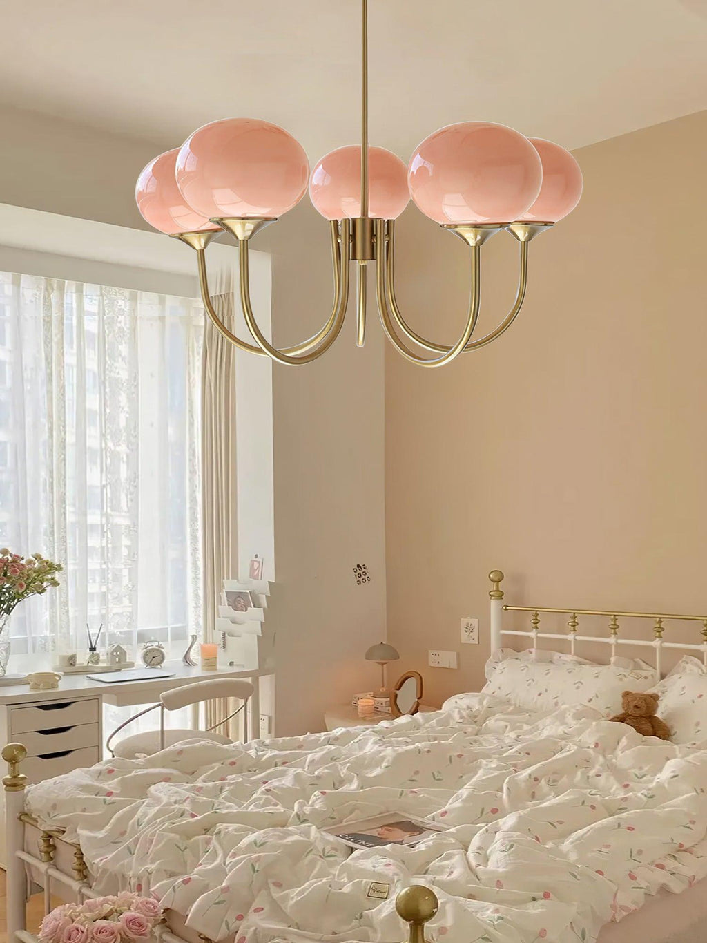 Alora Marshmallow Glam Lustr S Bledě Růžovým Sklem