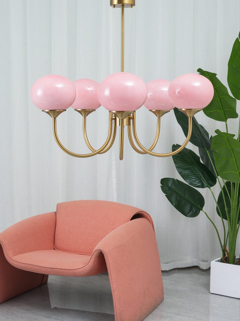 Alora Marshmallow Glam Lustr S Bledě Růžovým Sklem