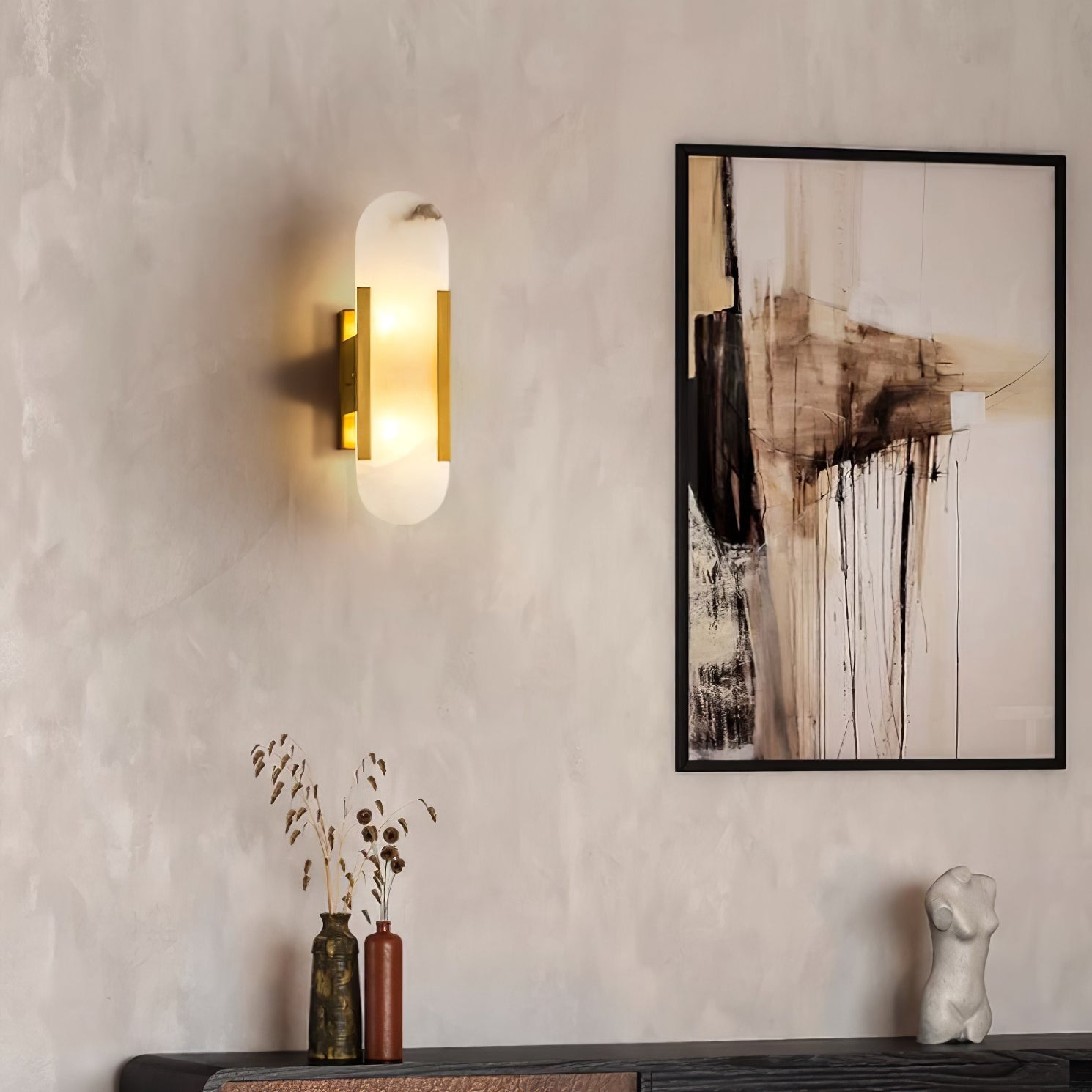 Nástěnná lampa Lunara Alabaster s jemným teplým světlem