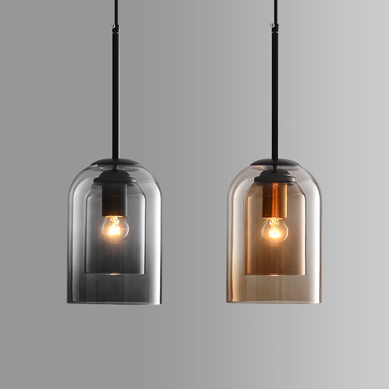 Asteria Duo Glass Pendant Lamp With Retro Ceiling Fixture