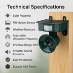 AeroGuard Pro Motion Activated Bird Deterrent With Sonic Scarer For Outdoors