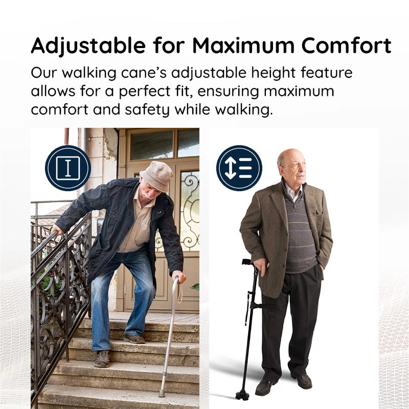 StrideFlex Lightweight Walking Cane With LED And Foldable Design