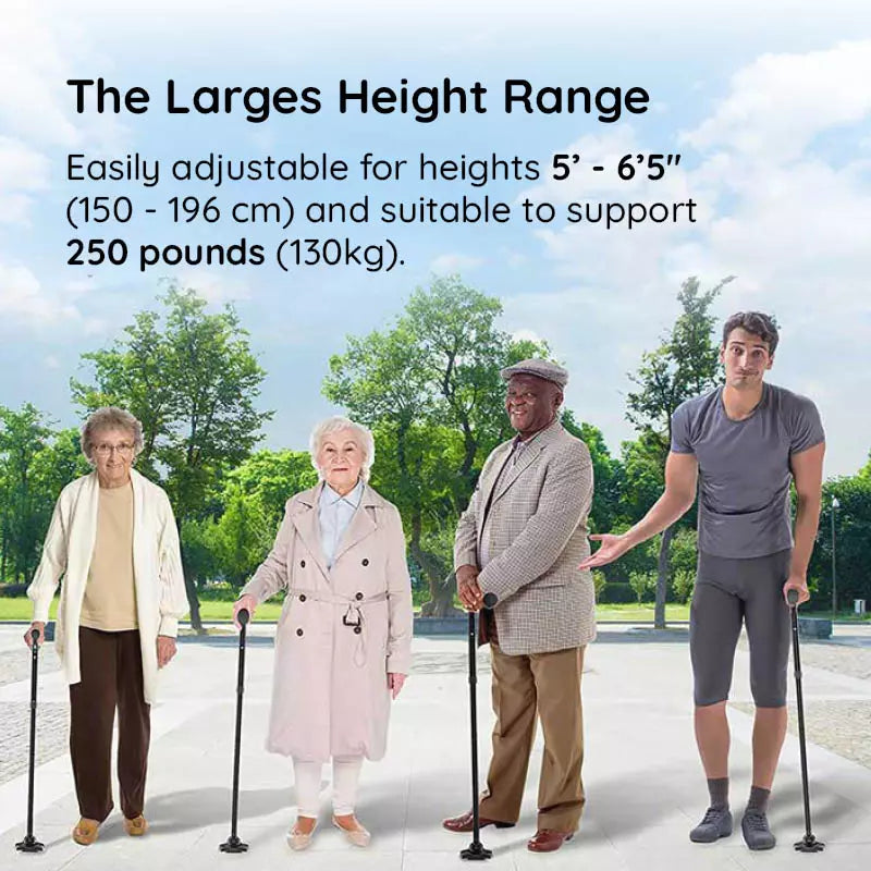StrideFlex Lightweight Walking Cane With LED And Foldable Design