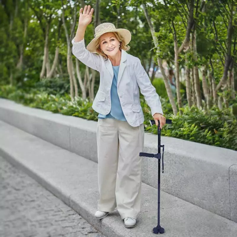 StrideFlex Lightweight Walking Cane With LED And Foldable Design