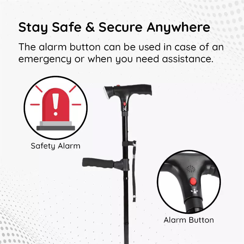 StrideFlex Lightweight Walking Cane With LED And Foldable Design