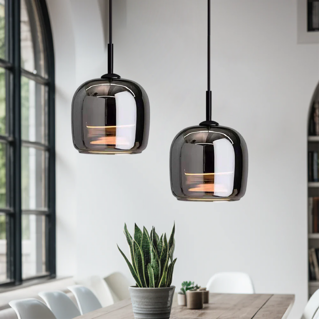 Arden Nordic Pendant Light With Smoky Glass For Kitchen Islands And Dining Areas