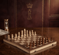 Tournament Board Included In A Wooden Chess Collection With Classic Pieces