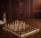 Tournament Board Included In A Wooden Chess Collection With Classic Pieces