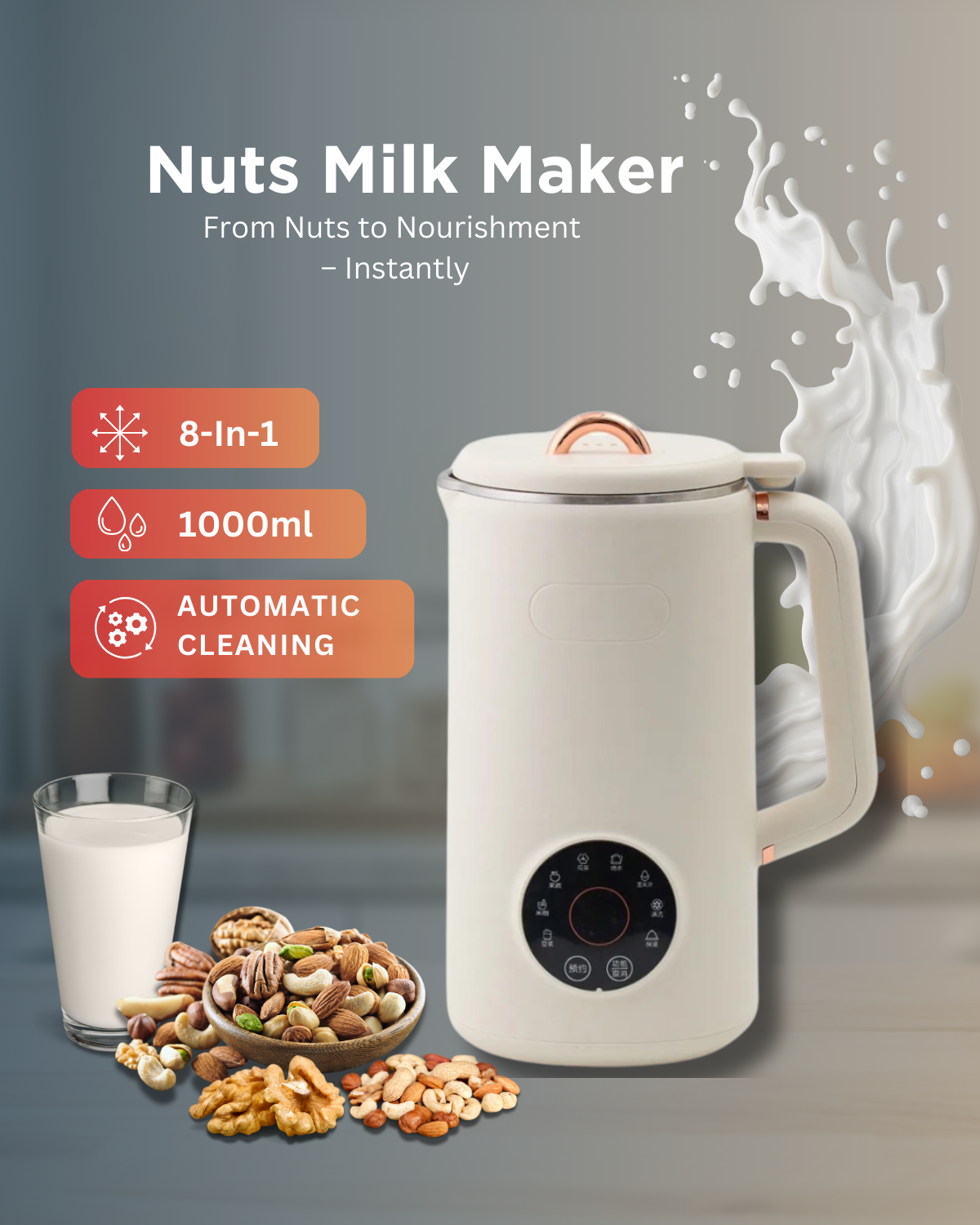 Nutriva Mini Almond And Cashew Oat Milk Maker For Home Use