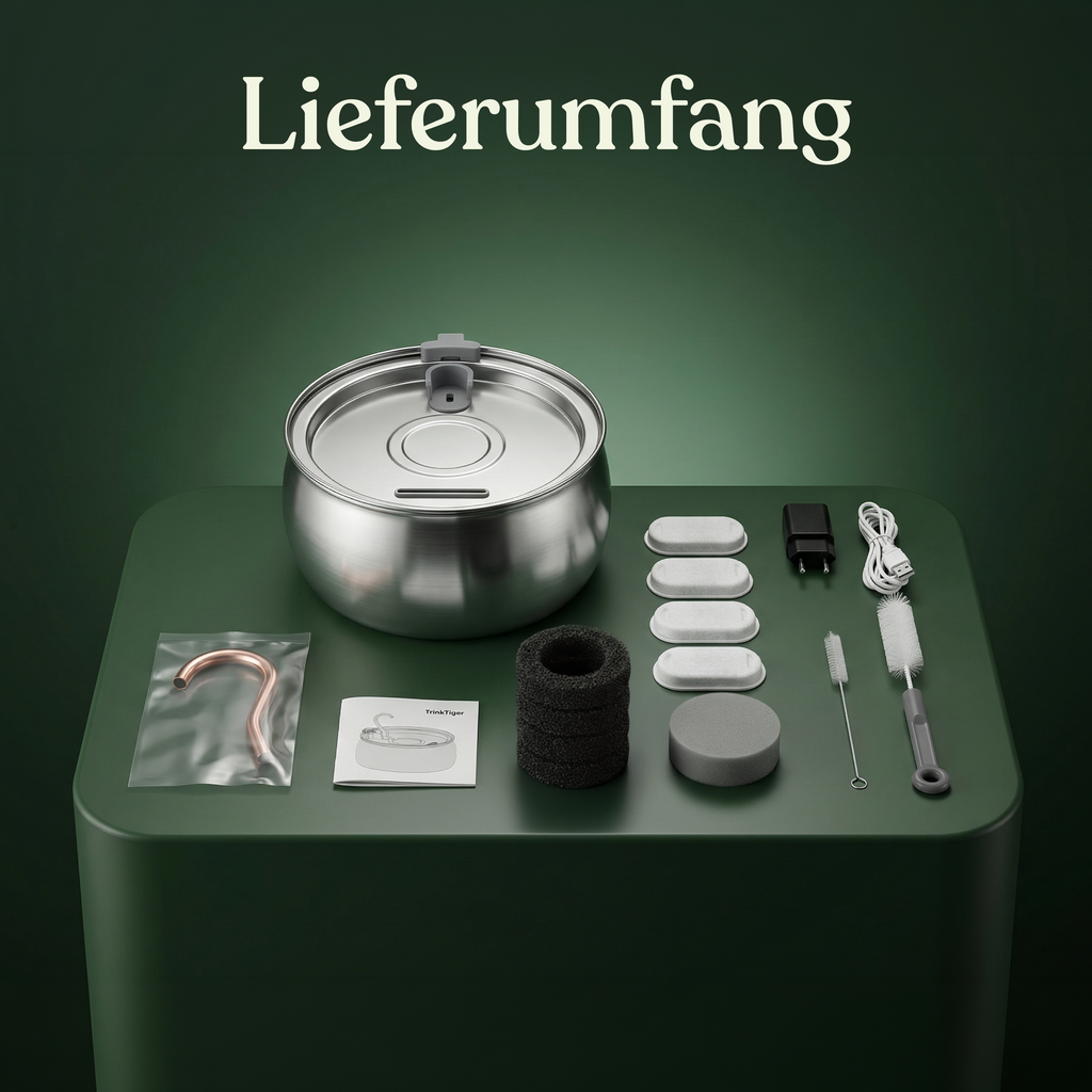 Stainless Steel Cat Water Fountain with Silent Pump & Multi-Stage Filter
