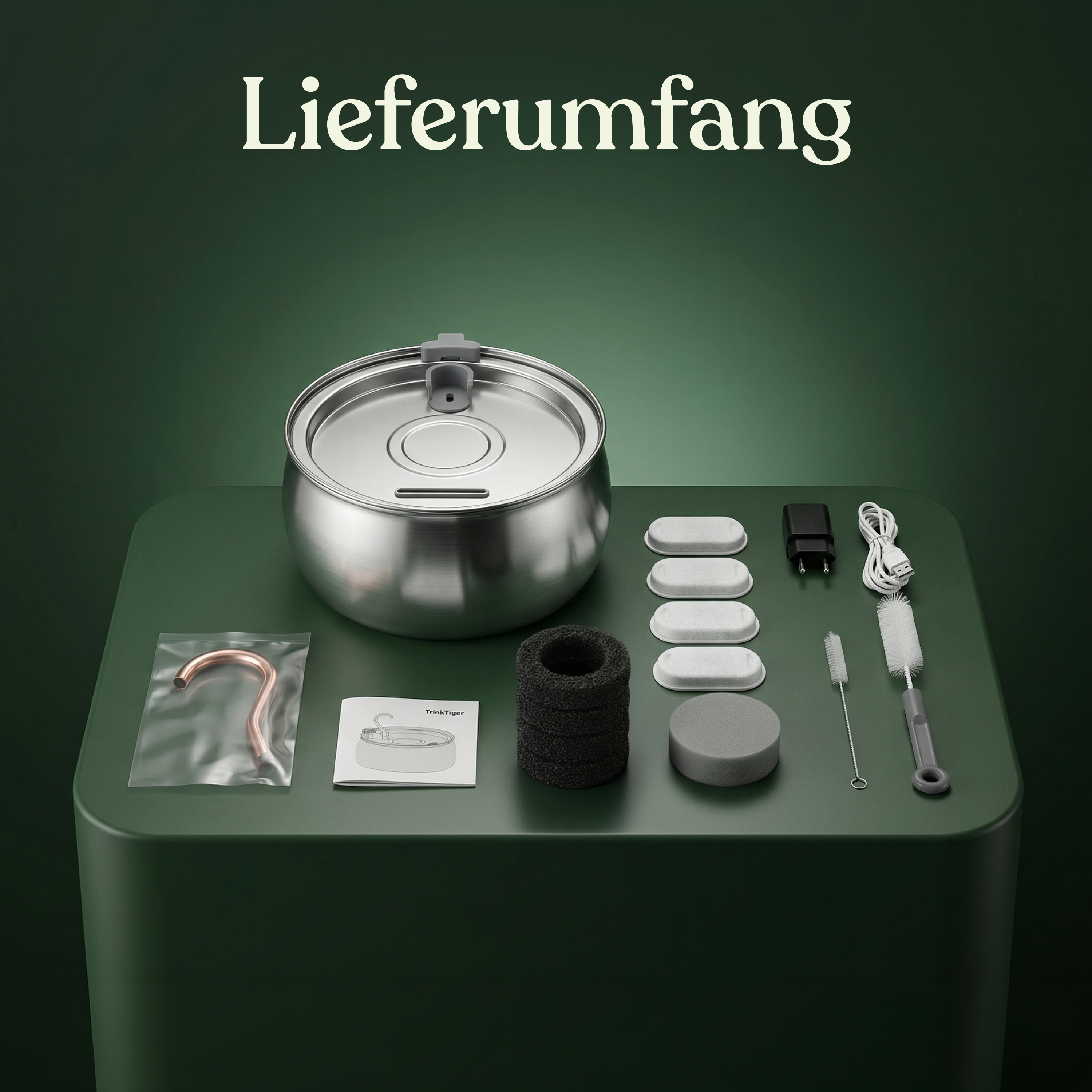 Stainless Steel Cat Water Fountain with Silent Pump & Multi-Stage Filter
