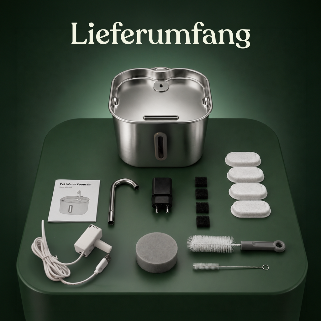 Compact Stainless Steel Cat Water Fountain with Silent Pump