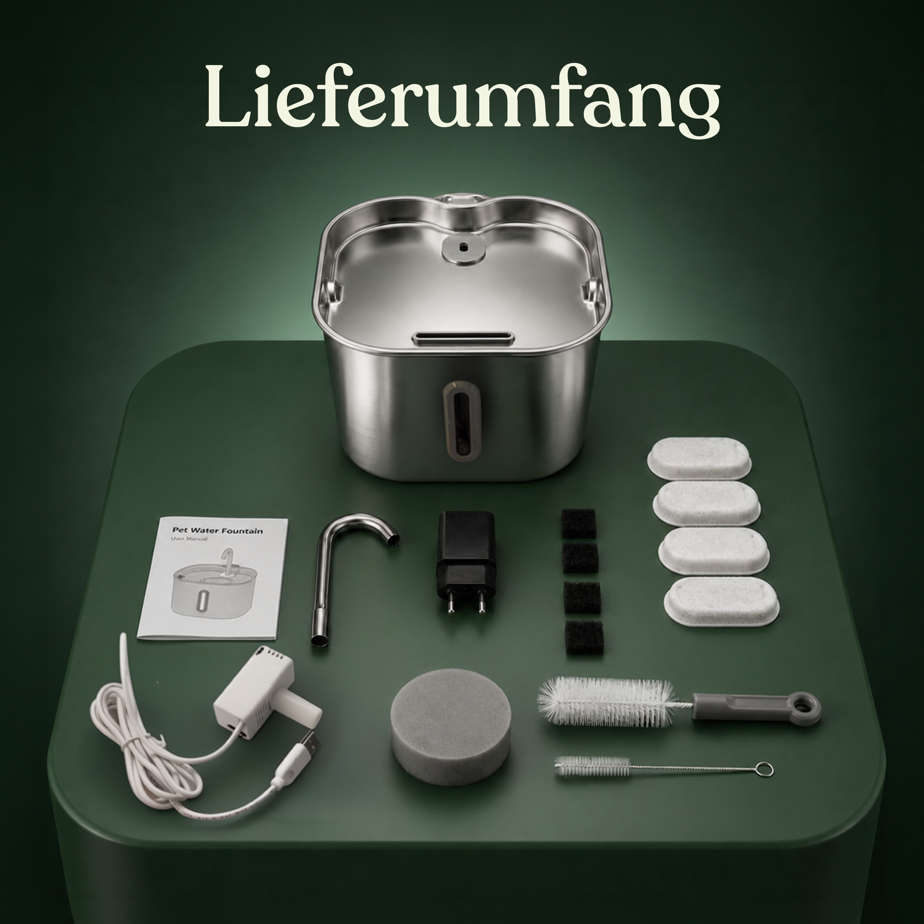 Compact Stainless Steel Cat Water Fountain with Silent Pump