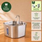 Compact Stainless Steel Cat Water Fountain with Silent Pump