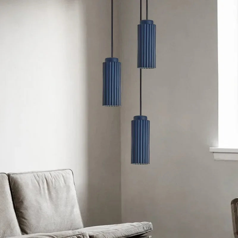 Lampada a sospensione nordica Virello con dettaglio a coste per cucine e sale da pranzo