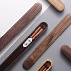 Sumpit Nova Diperbuat Daripada Kayu Walnut Hitam Dengan Benang Hiasan Dalam Kotak Kayu