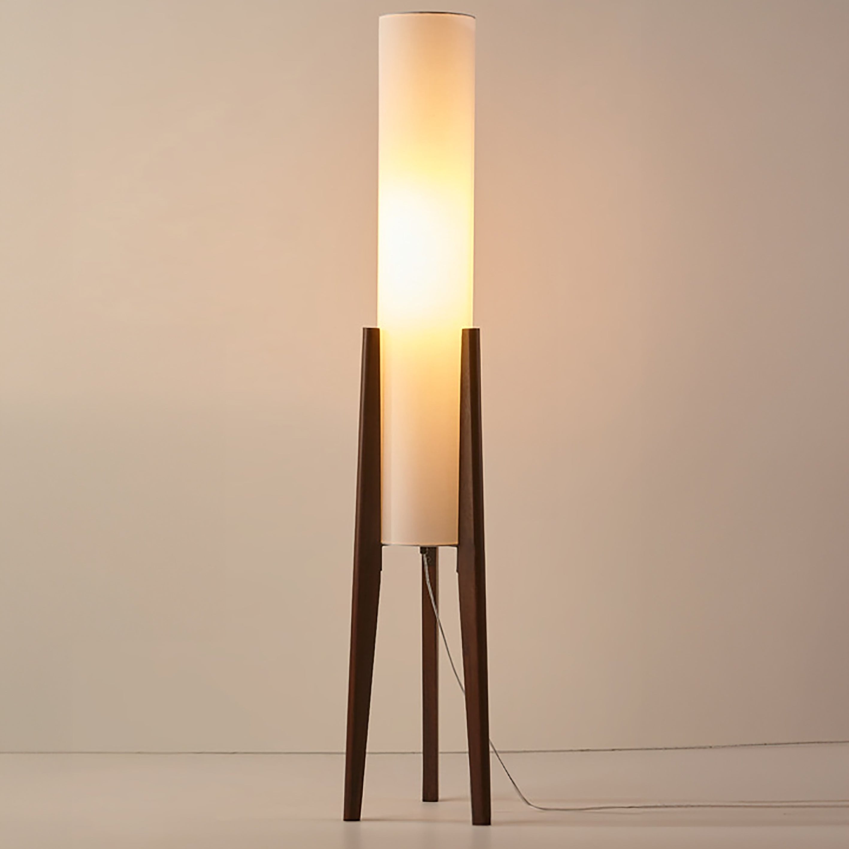 Liora Walnut Wood Floor Lamp With Soft Shade For Living Rooms