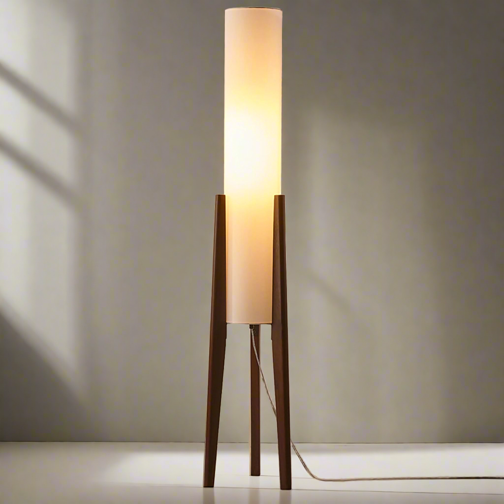 Liora Walnut Wood Floor Lamp With Soft Shade For Living Rooms