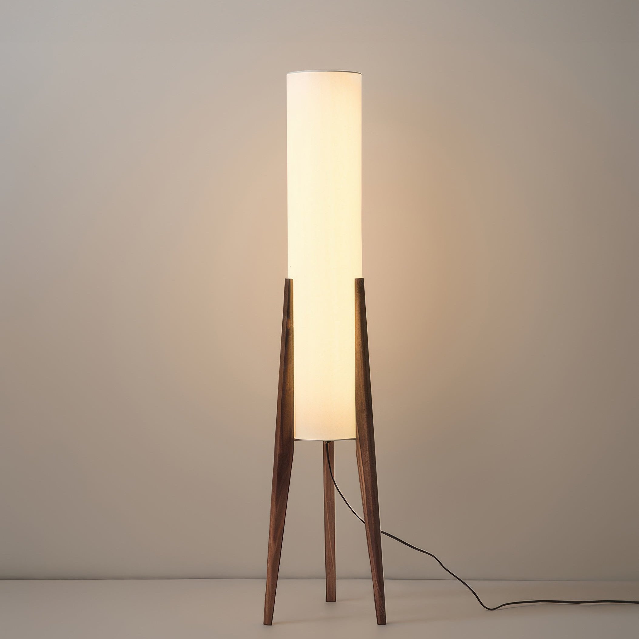 Liora Walnut Wood Floor Lamp With Soft Shade For Living Rooms