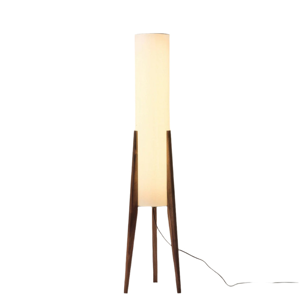 Liora Walnut Wood Floor Lamp With Soft Shade For Living Rooms