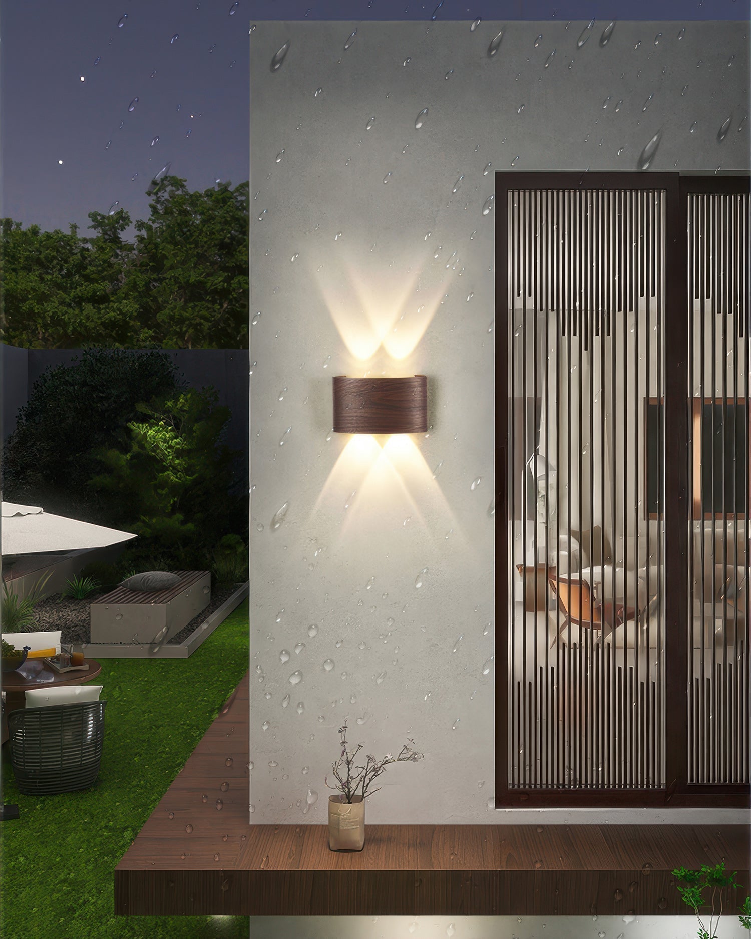 Aplique LumaVerde con Textura de Madera Iluminación LED Exterior Resistente al Clima