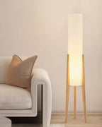 Liora Walnut Wood Floor Lamp With Soft Shade For Living Rooms