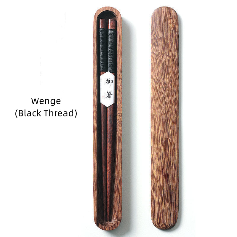 Sumpit Nova Diperbuat Daripada Kayu Walnut Hitam Dengan Benang Hiasan Dalam Kotak Kayu