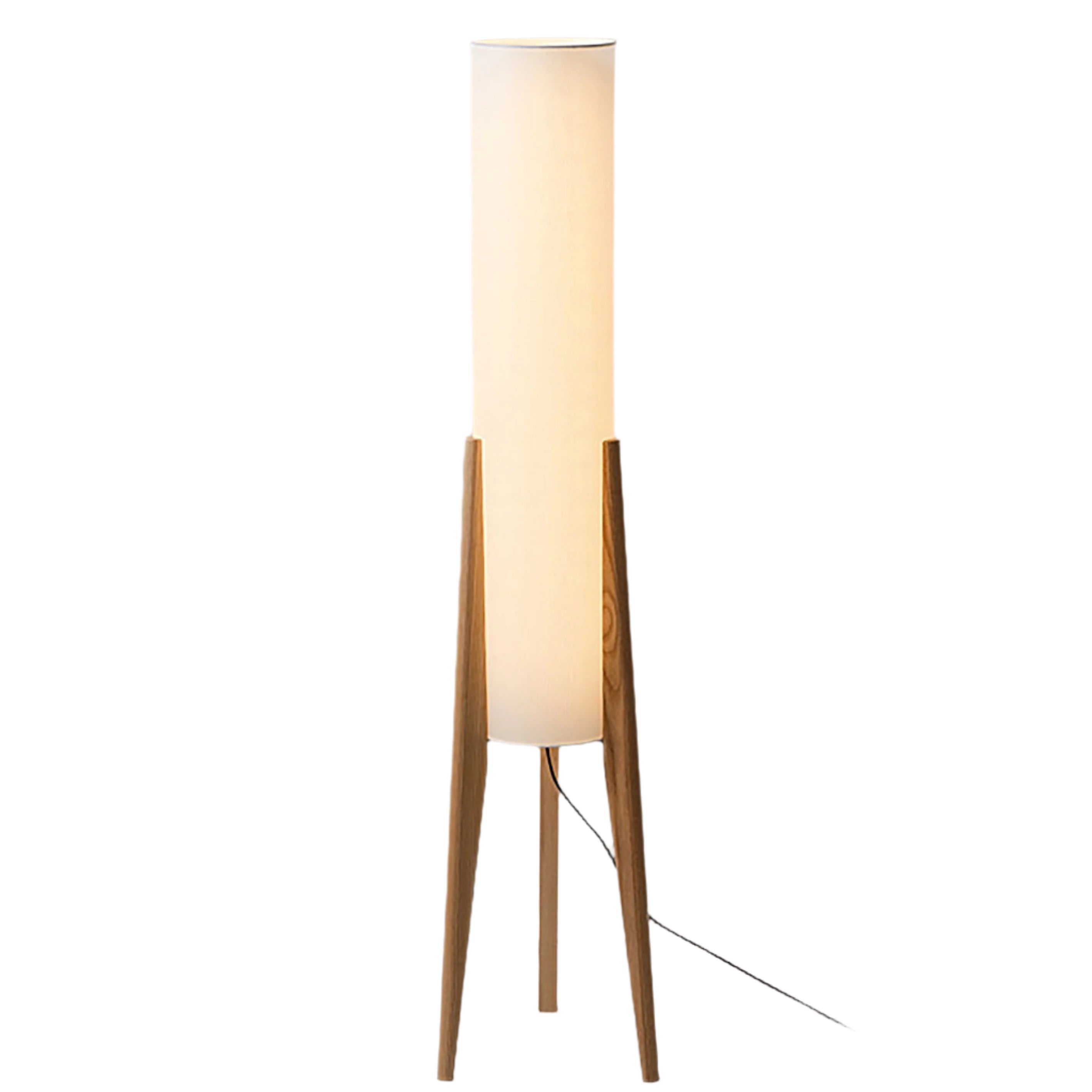 Liora Walnut Wood Floor Lamp With Soft Shade For Living Rooms
