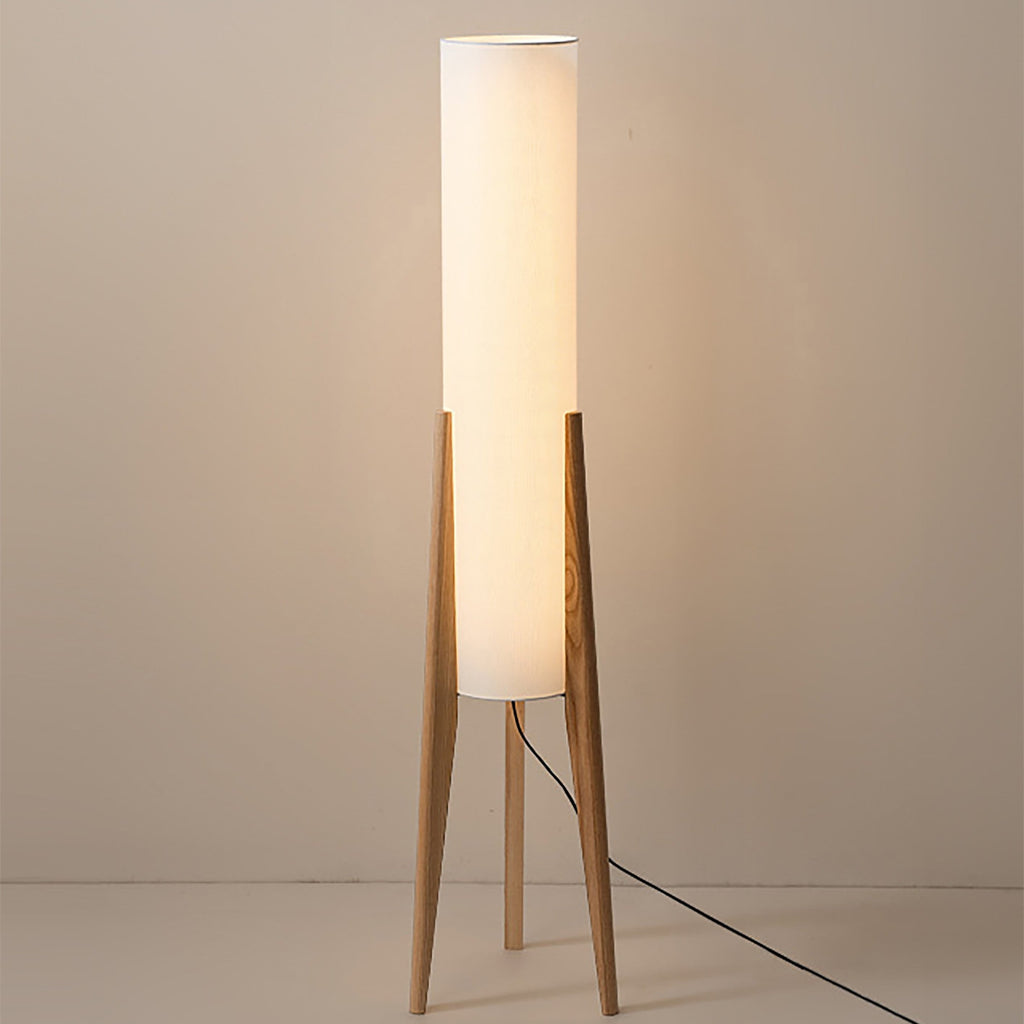 Liora Walnut Wood Floor Lamp With Soft Shade For Living Rooms