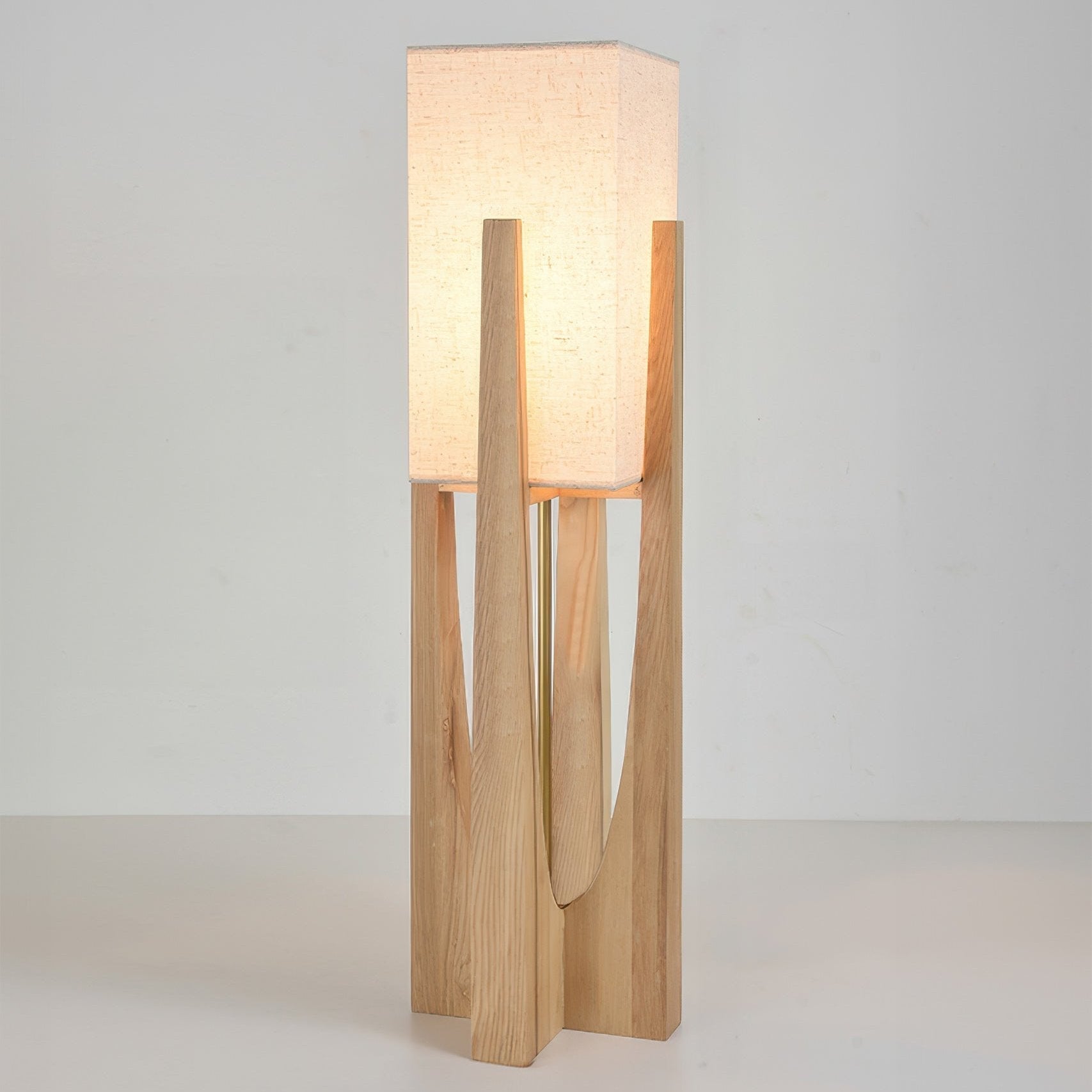Caelum Walnut Floor Lamp Featuring Linen Shade For Living Rooms