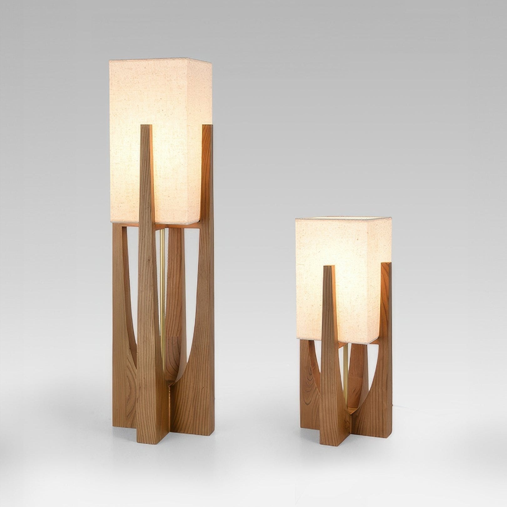 Caelum Walnut Floor Lamp Featuring Linen Shade For Living Rooms