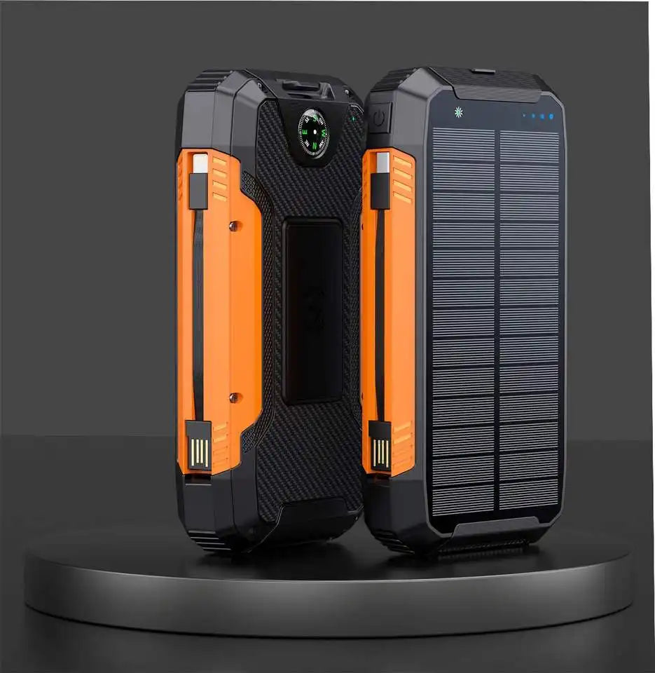 EclipseVolt 30 000 mAh vanntett solcellepowerbank med to USB-porter og Qi trådløs ladeplate