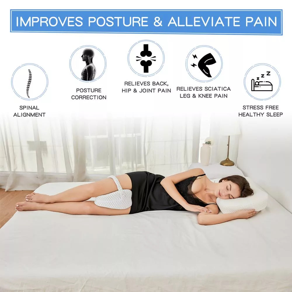 ErgoEase Memory Foam Knee Pillow For Side Sleepers