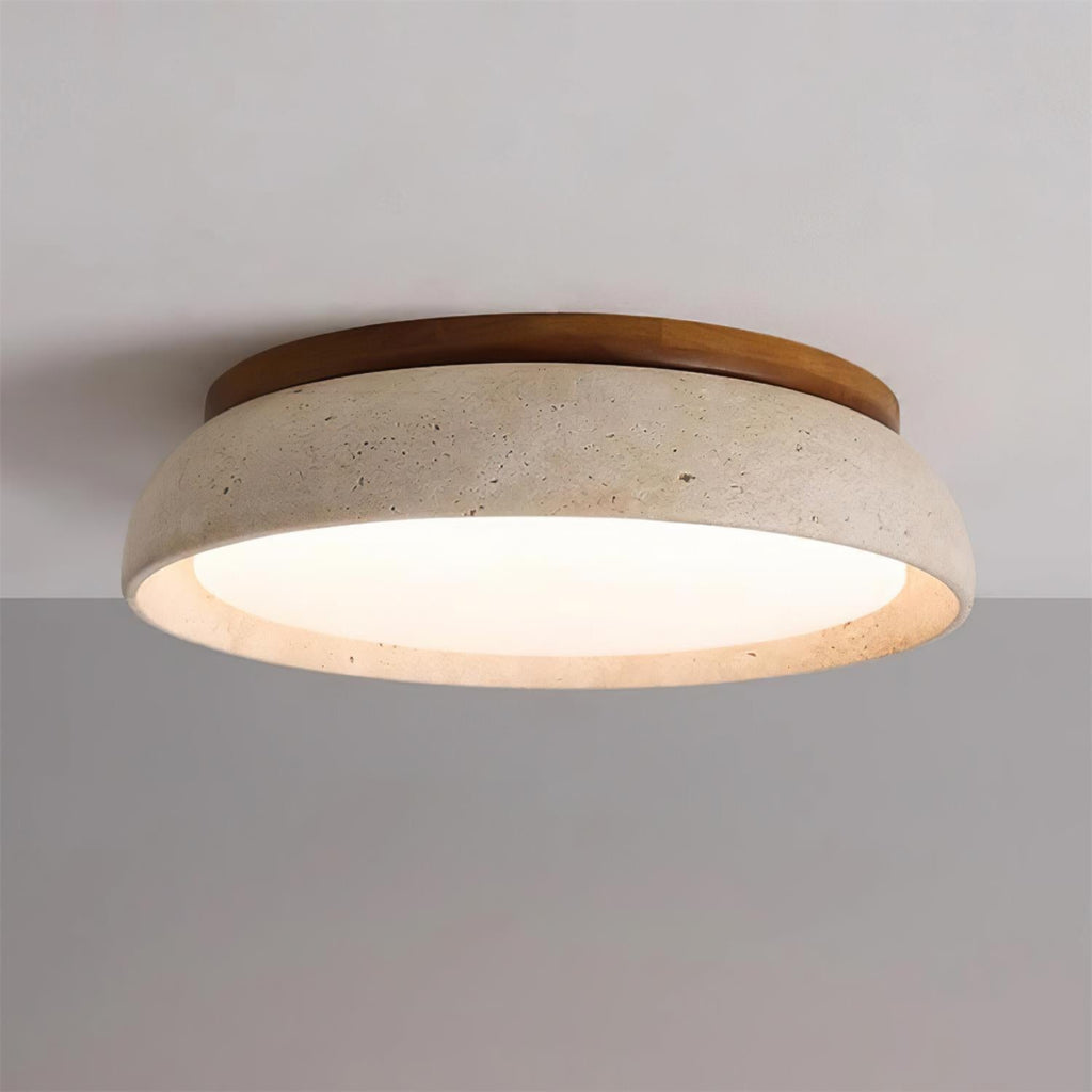 Lampu Siling Travertine dengan Alas Kayu Aureli