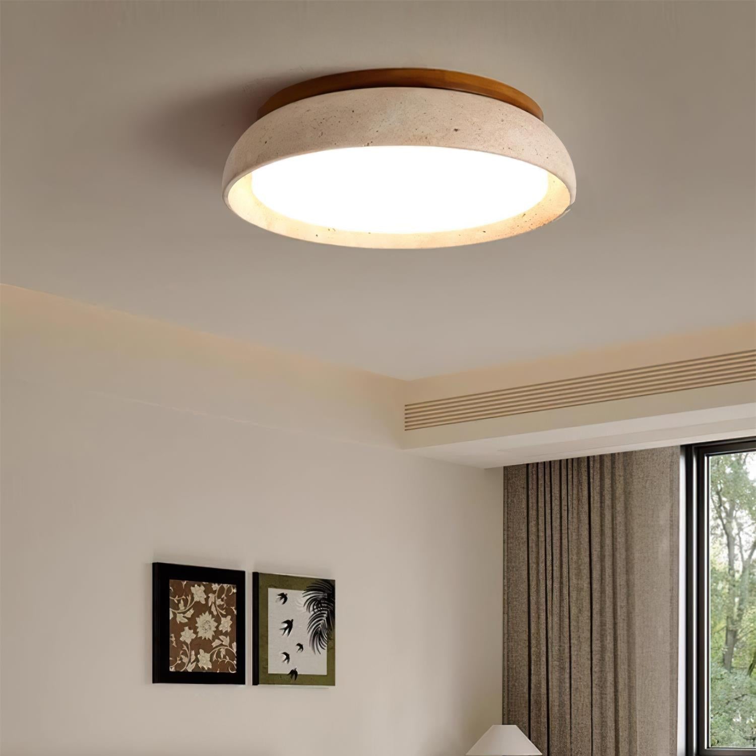 Aureli Wooden Base Travertine Ceiling Light Fixture