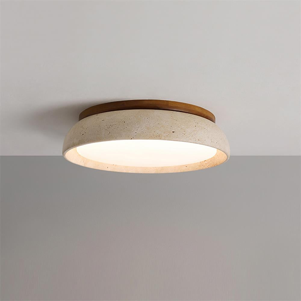 Lampu Siling Travertine dengan Alas Kayu Aureli