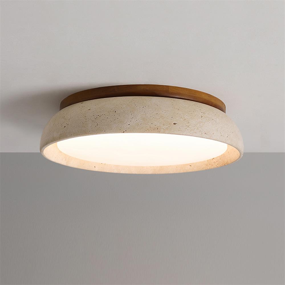 Lampu Siling Travertine dengan Alas Kayu Aureli