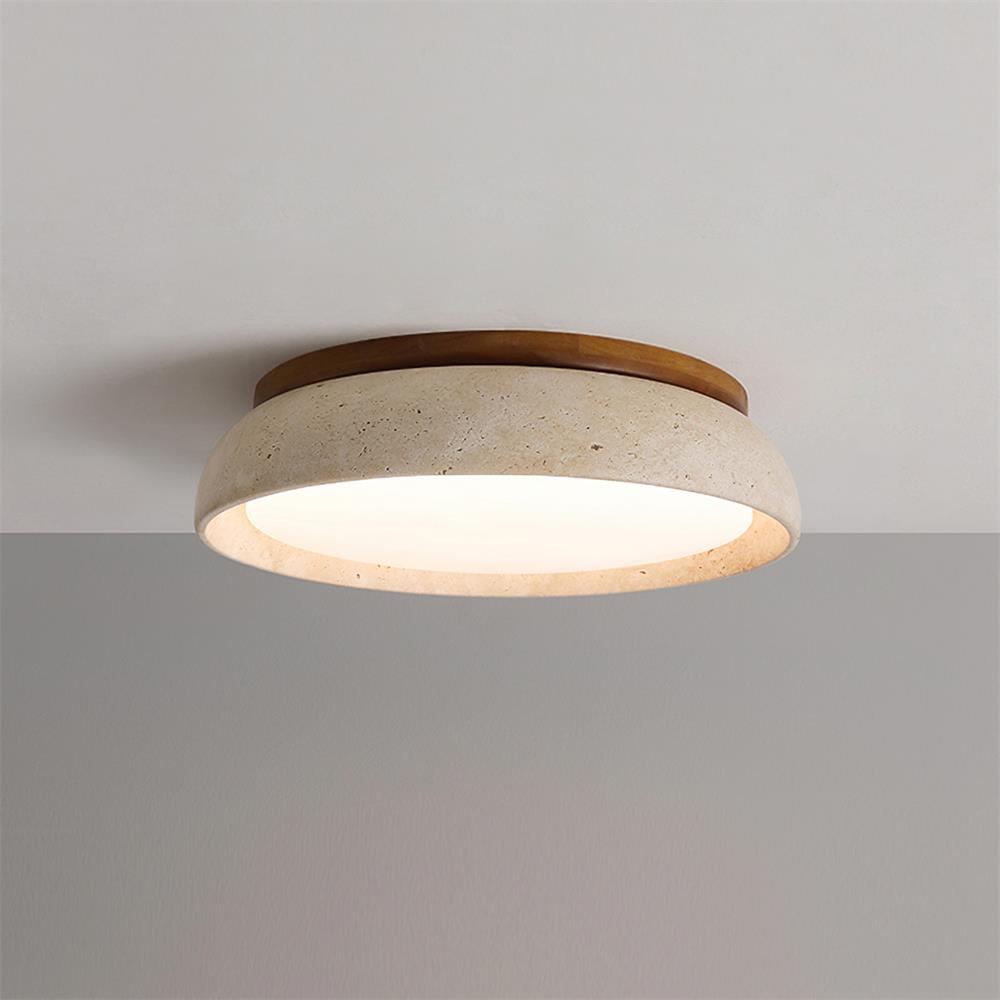 Lampu Siling Travertine dengan Alas Kayu Aureli