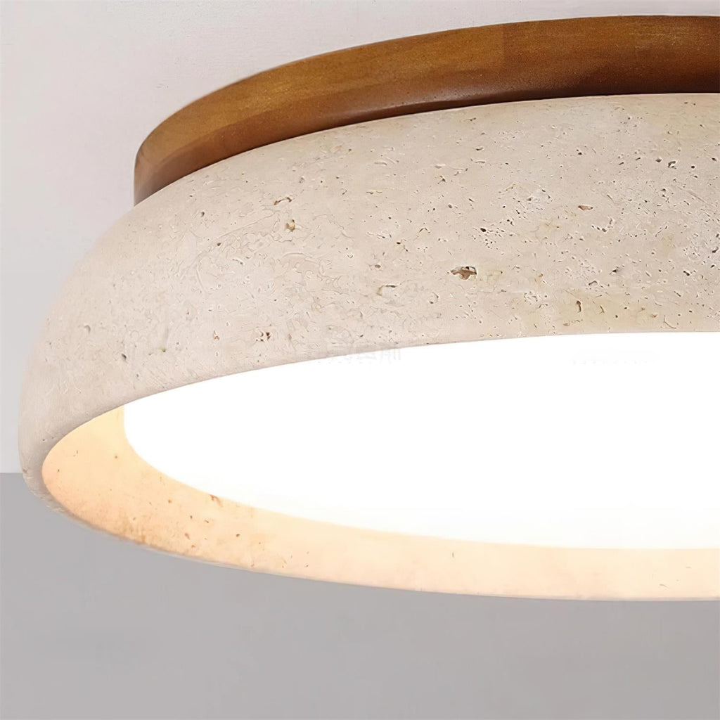 Lampu Siling Travertine dengan Alas Kayu Aureli