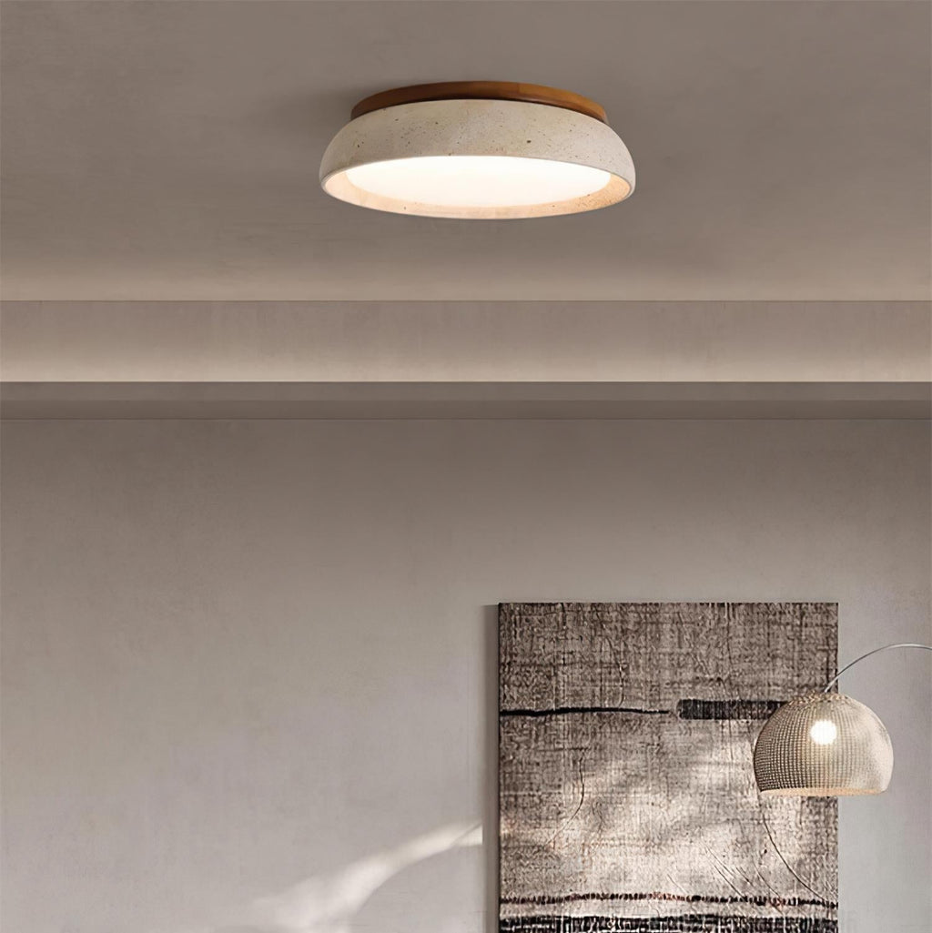 Lampu Siling Travertine dengan Alas Kayu Aureli
